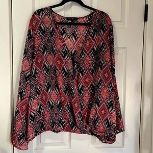 Derek Heart faux wrap shirt with front tie size 3X